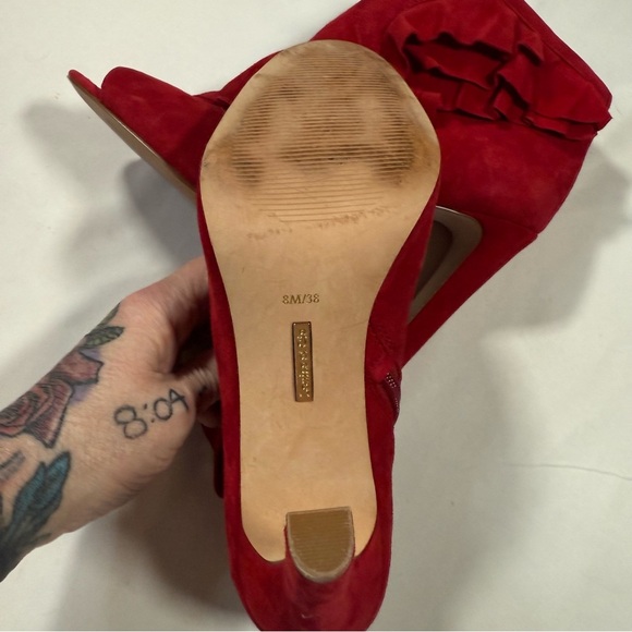 Louise et Cie Vibrant Red Suede Heeled Boots - Picture 8 of 14